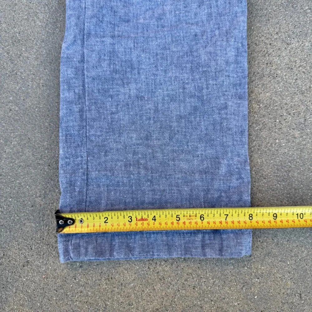 Perry Ellis Mens Blue Linen Cotton Blend Drawstring Pants Size 34 Slim Straight